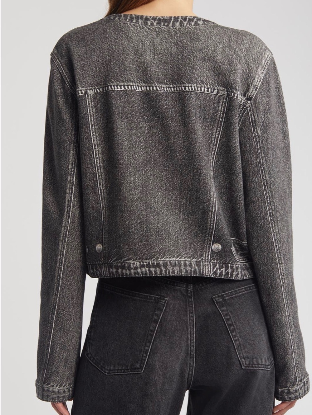 Rag And Bone Miramar Cora Denim Jacket SzXL Altered Sleeve - Picture 3 of 11